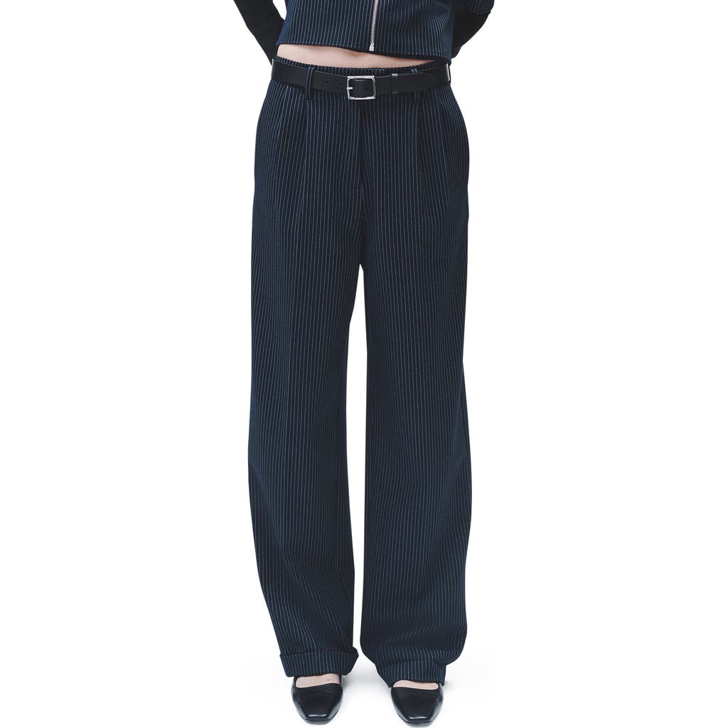 Rag & Bone Marianne Pinstripe Ponte Pants In Navy Stripe