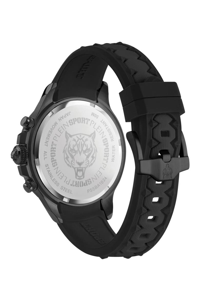 Warrior Tech Silicone Strap Watch, 47mm, Alternate, color, IP BLACK
