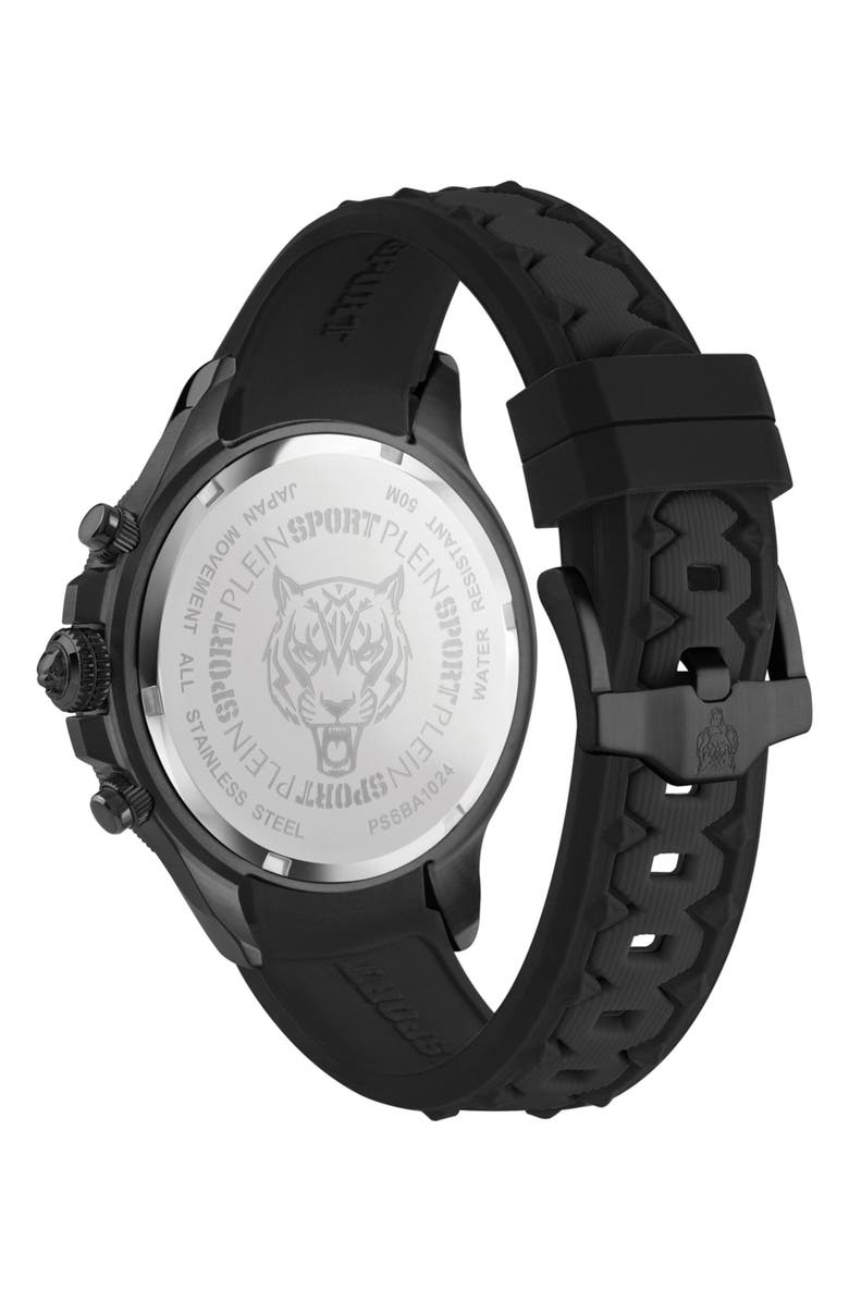 PLEIN SPORT Warrior Tech Silicone Strap Watch, 47mm, Alternate, color, Ip Black
