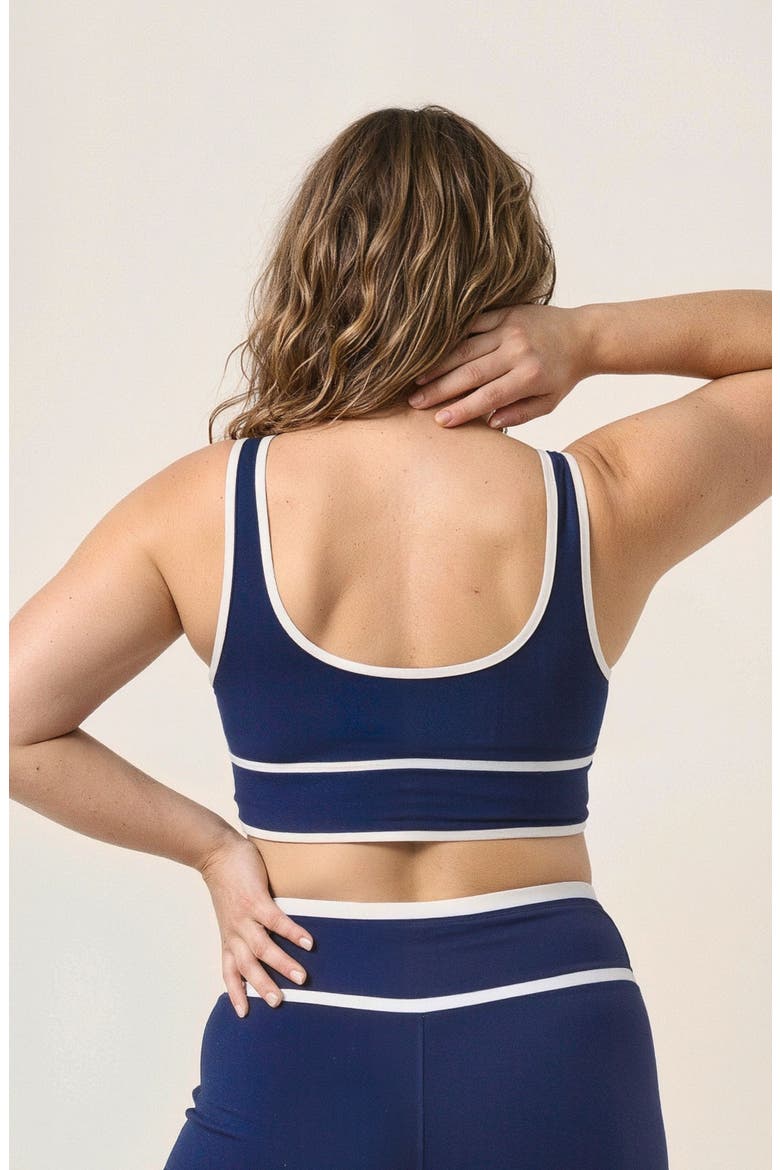 Plus Size Long Line SwimBra Two-Toned Collection, Alternate, color, Navy & White