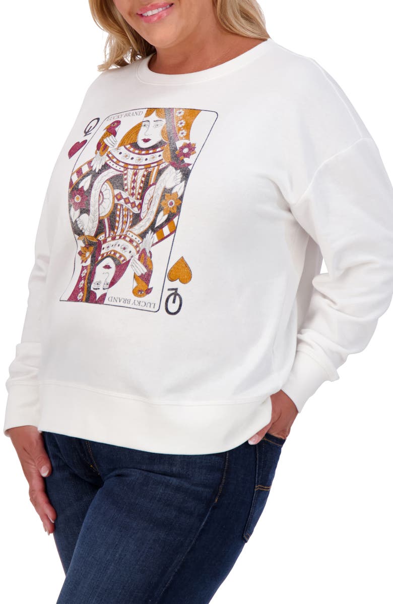 Lucky Brand Queen of Hearts Graphic Sweatshirt, Alternate, color, 