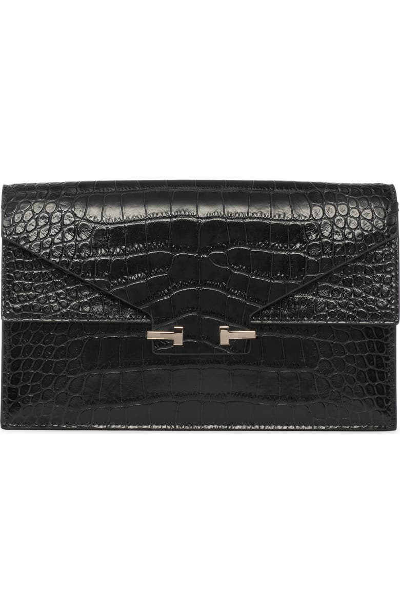 TOM FORD Mini Aube Croc Embossed Leather Shoulder Bag, Main, color, Black
