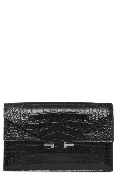 Mini Aube Croc Embossed Leather Shoulder Bag