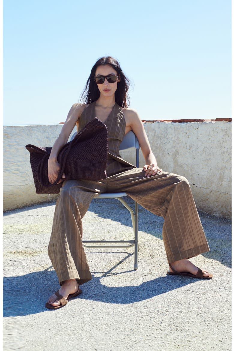 Stripe Straight Leg Pants, Alternate, color, BROWN