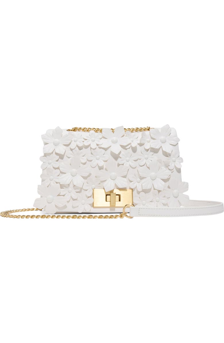 ALDO Florellaa Floral Appliqué Faux Leather Crossbody Bag, Main, color, White