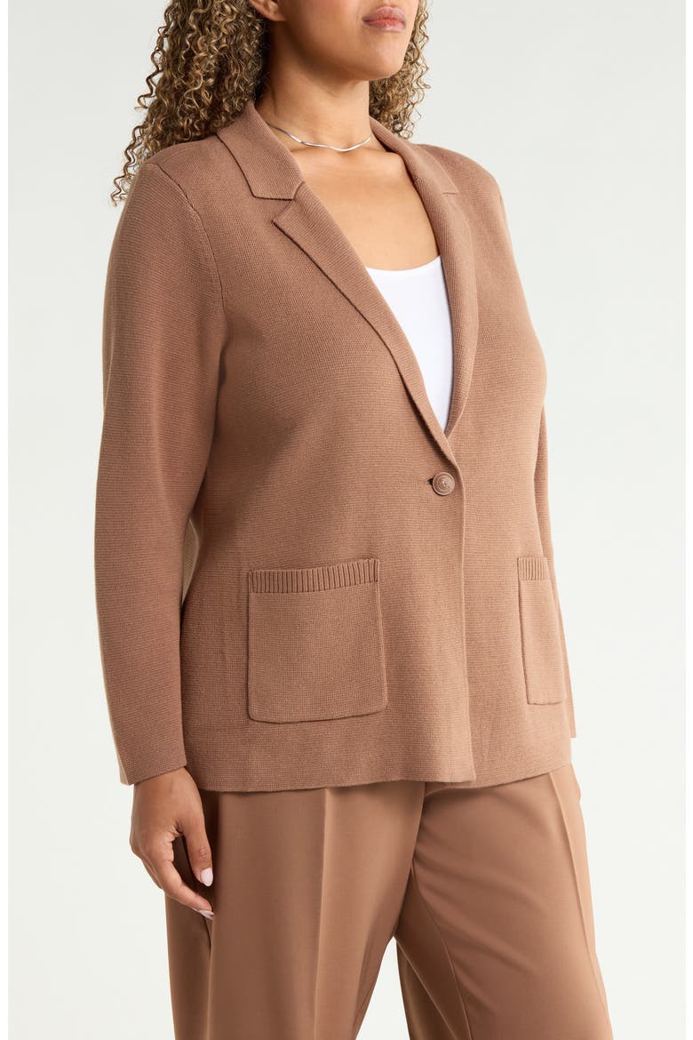 Knit Cotton Blend Single Button Blazer, Alternate, color, TIGERNUT