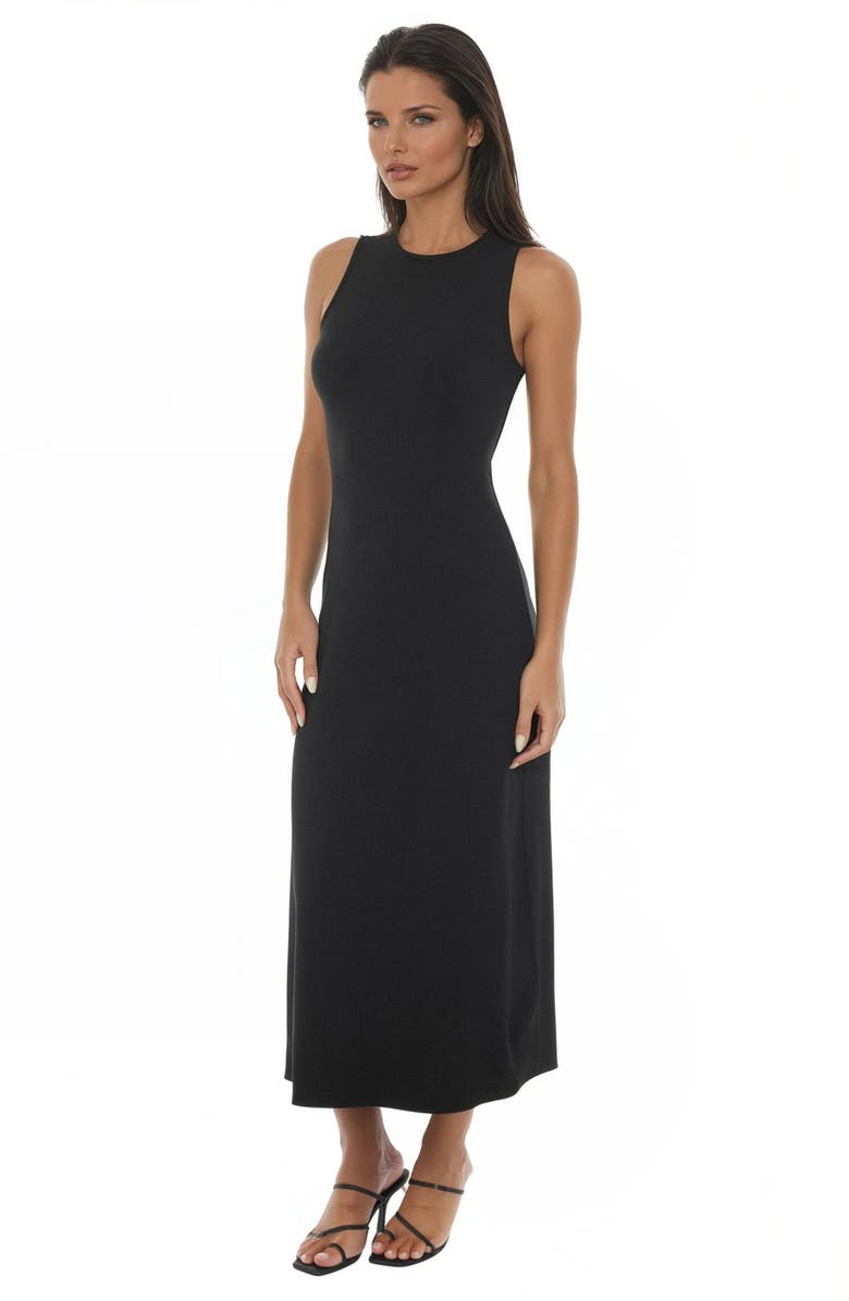 bebe Rib Knit A-Line Maxi Dress, Alternate, color, Black