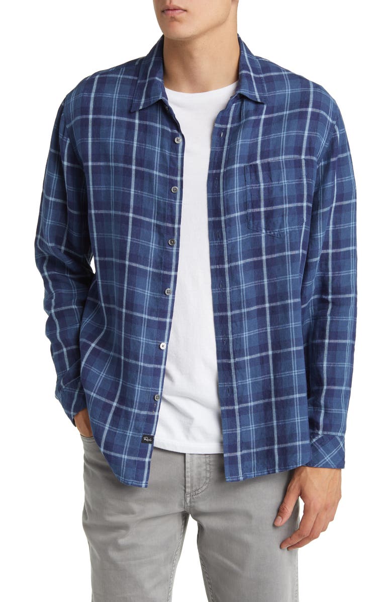 Rails Havana Plaid Linen Button-Up Shirt, Main, color, 