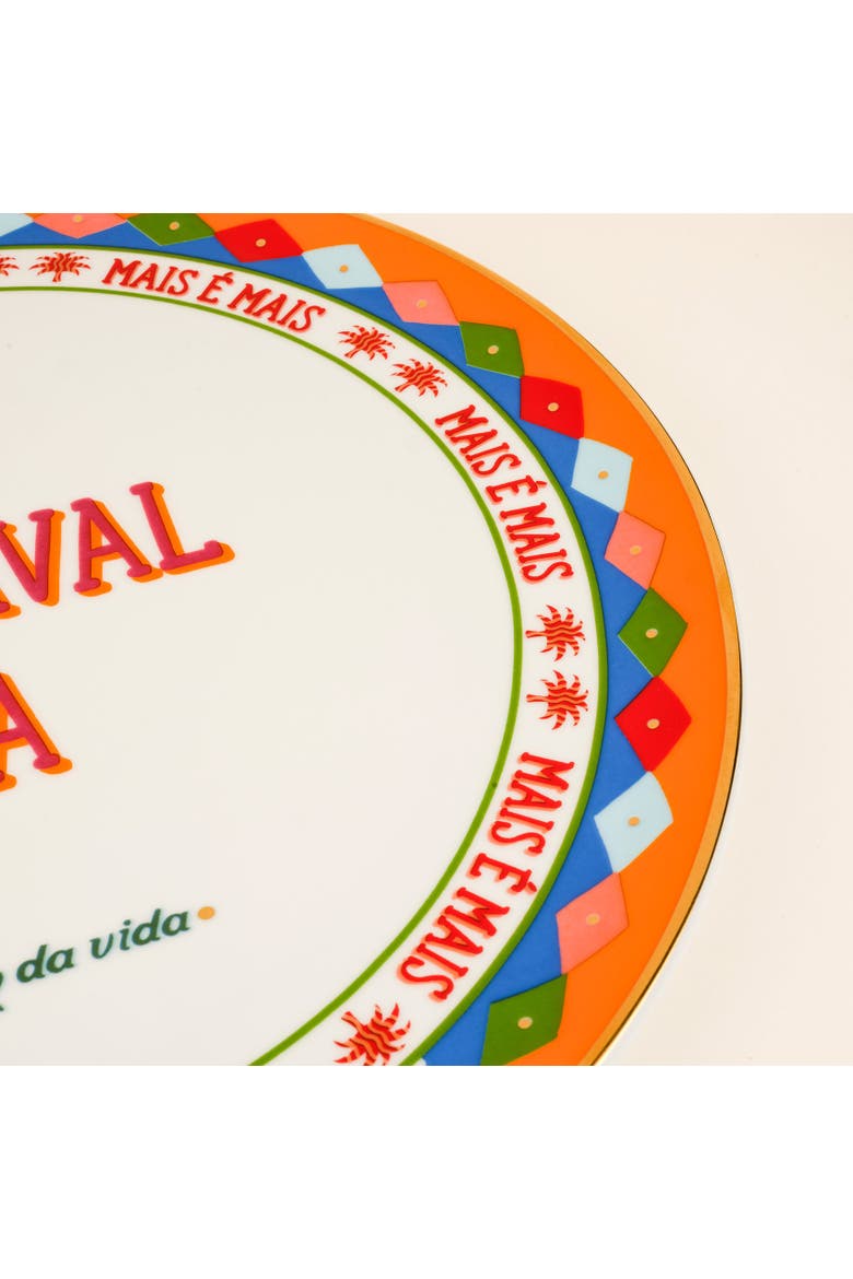 Lublin Carnaval Rimmed Porcelain Pizza Artisan Ceramic, Alternate, color, White