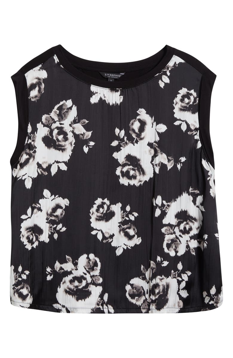 Liverpool Los Angeles Floral Mixed Media Sleeveless Top, Alternate, color, 