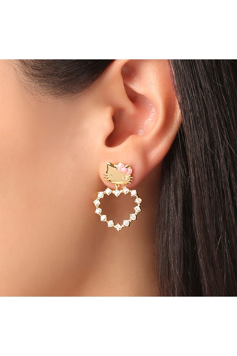 Heart Dangle Stud Earrings, Alternate, color, Gold