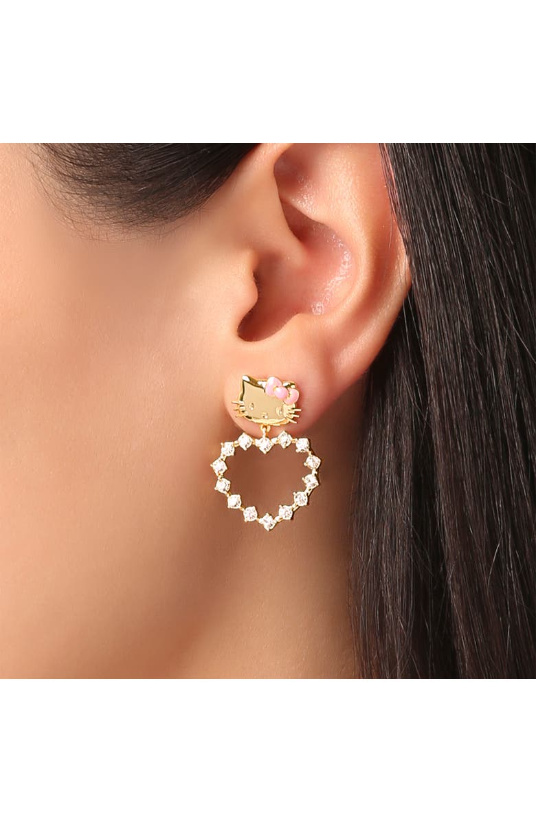 Hello Kitty Heart Dangle Stud Earrings, Alternate, color, Gold
