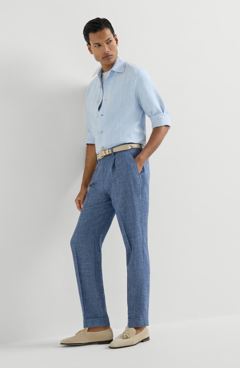 Brunello Cucinelli Hopsack trousers, Alternate, color, Denim