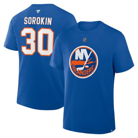 Men
s Fanatics Ilya Sorokin Royal New York Islanders Authentic Stack Name 
Number T-Shirt