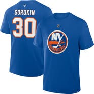 FANATICS Men's Fanatics Ilya Sorokin Royal New York Islanders Authentic Stack Name & Number T-Shirt