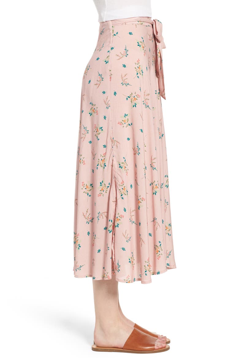 Floral Print Midi Skirt, Alternate, color, SWEET PEA