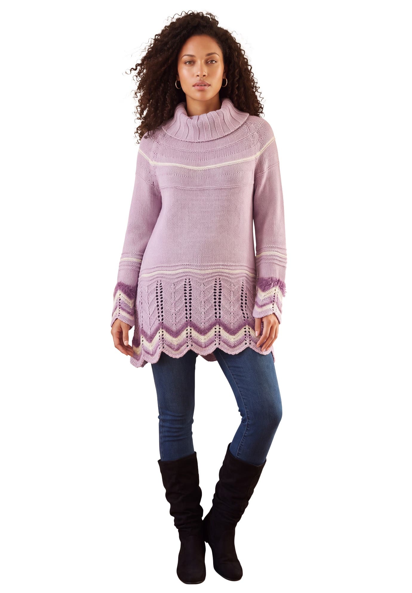 Roaman's Chevron Border Sweater (plus) (Women) | Nordstrom