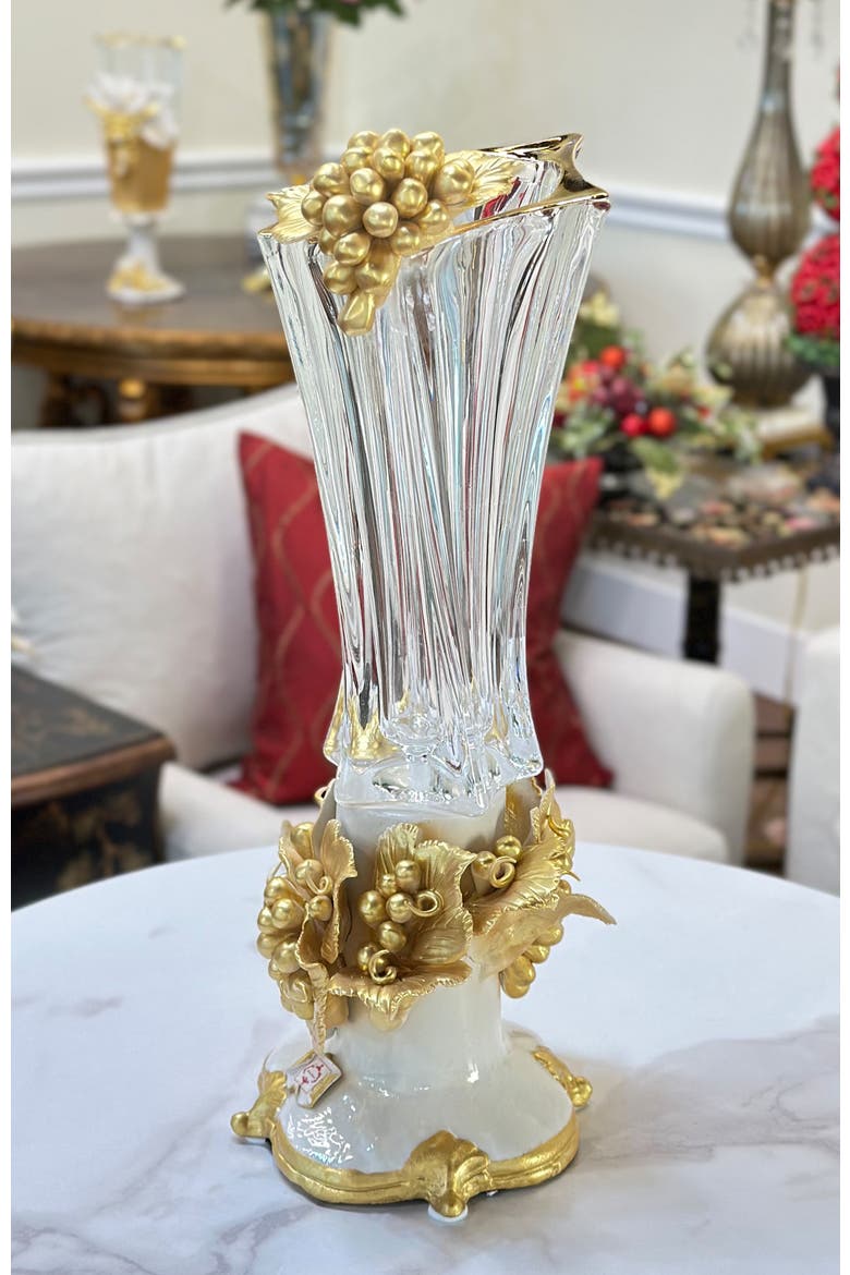Gilded Stately Vase, Alternate, color, White