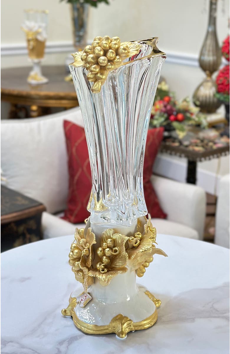Mark Roberts Gilded Stately Vase, Alternate, color, White