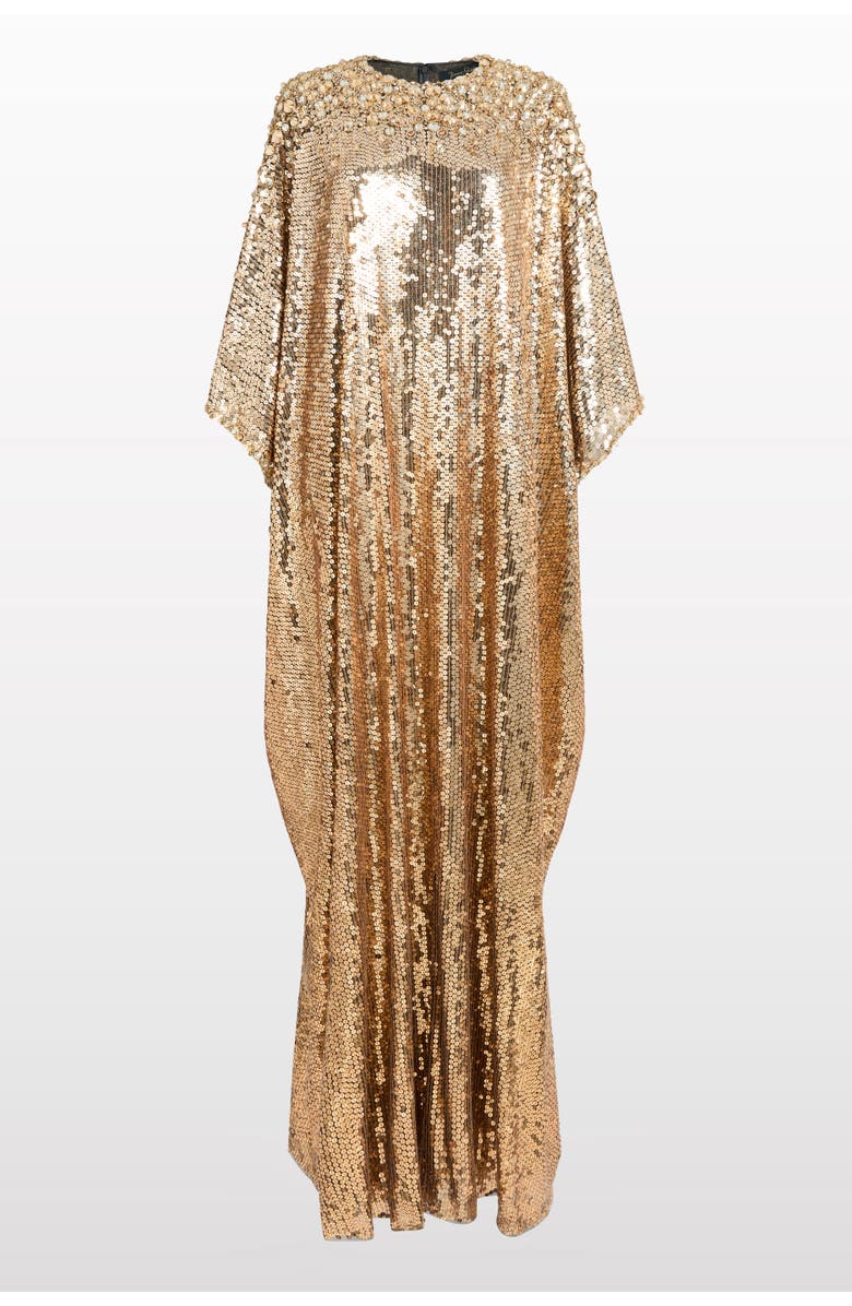 Jenny Packham Fontaine Sequin-Embellished Maxi Dress, Main, color, Bronze