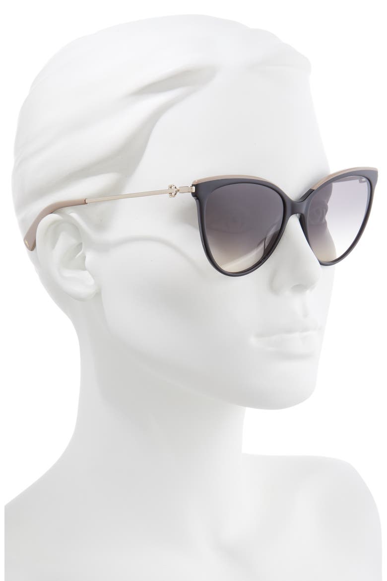 55mm Gradient Cat Eye Sunglasses, Alternate, color, BLACK/ PETROL SAND GRADIENT
