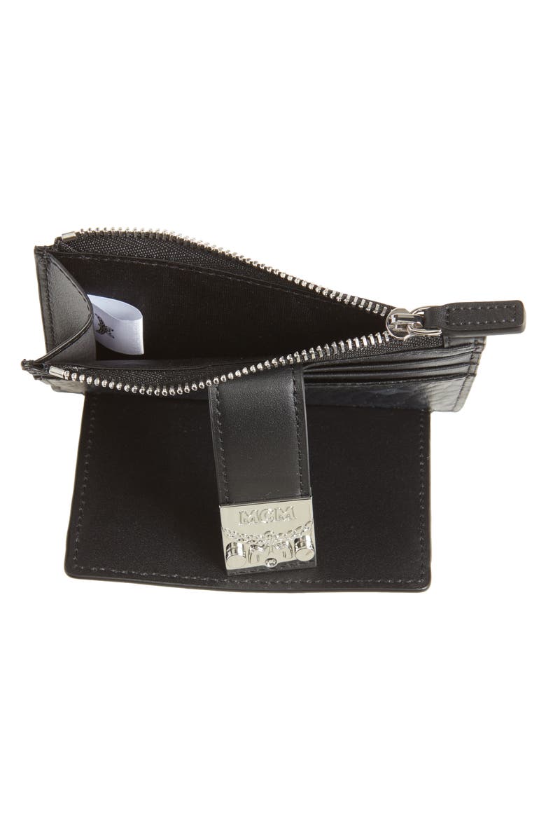Mini Patricia Visetos Leather Card Case, Alternate, color, BLACK