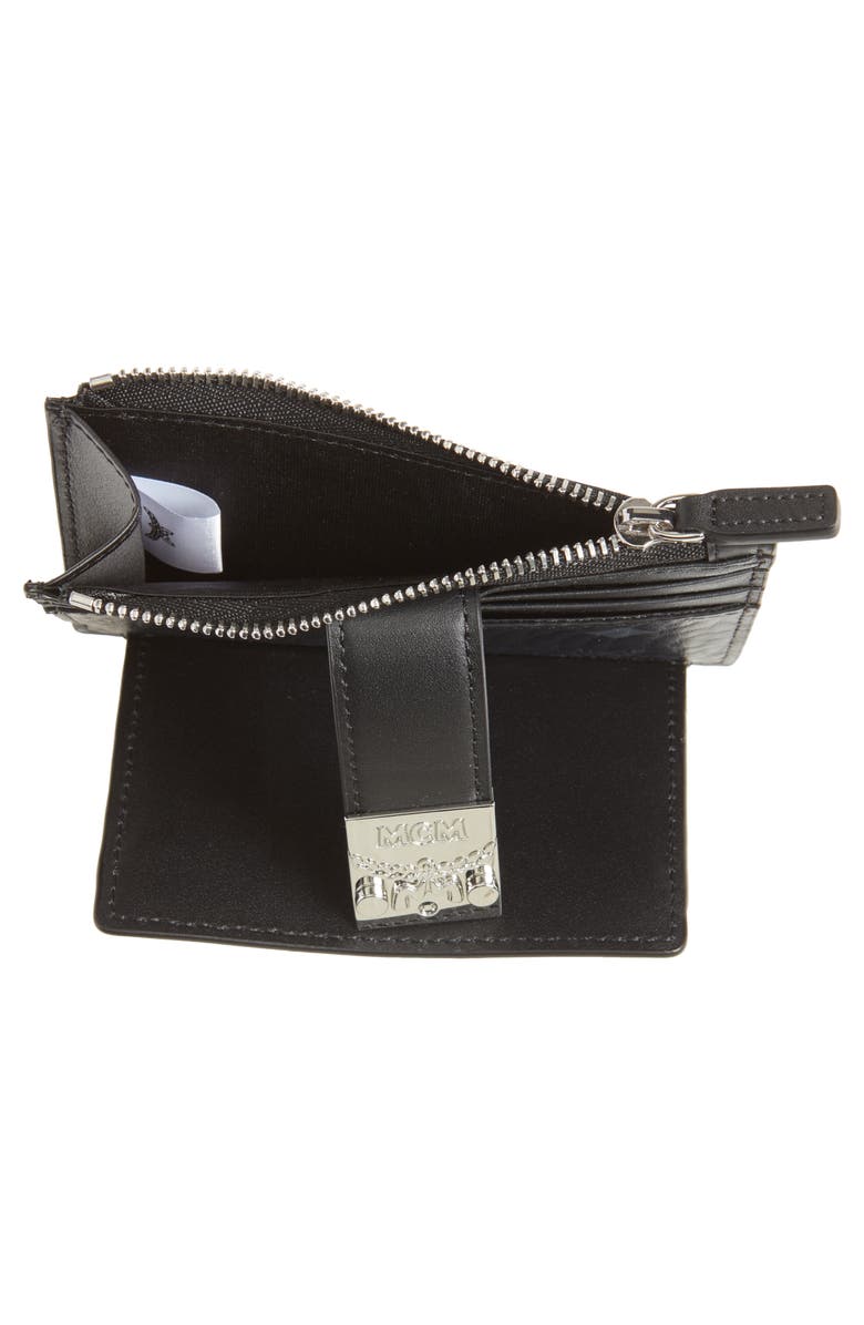 MCM Mini Patricia Visetos Leather Card Case, Alternate, color, 