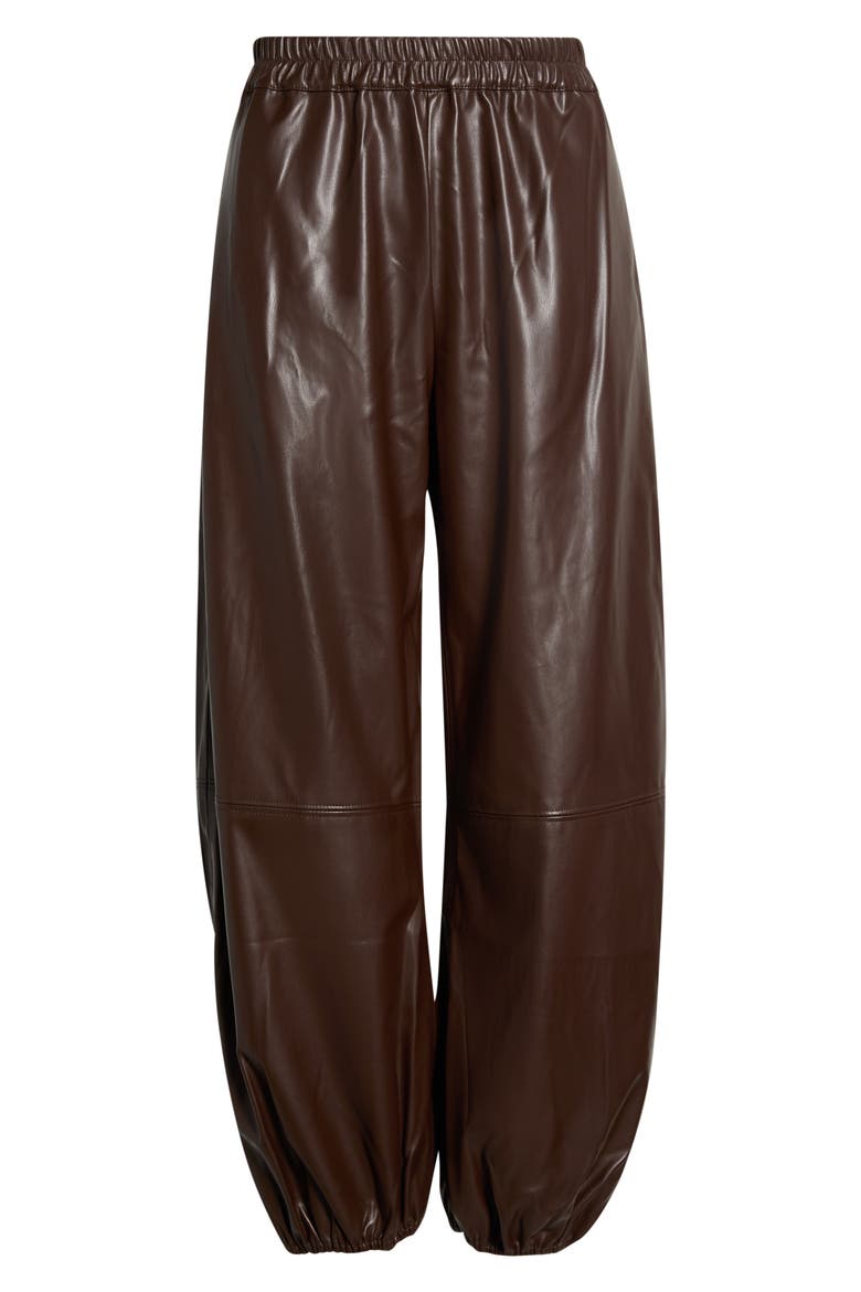 Camryn Faux Leather Joggers, Alternate, color, CHOCOLATE