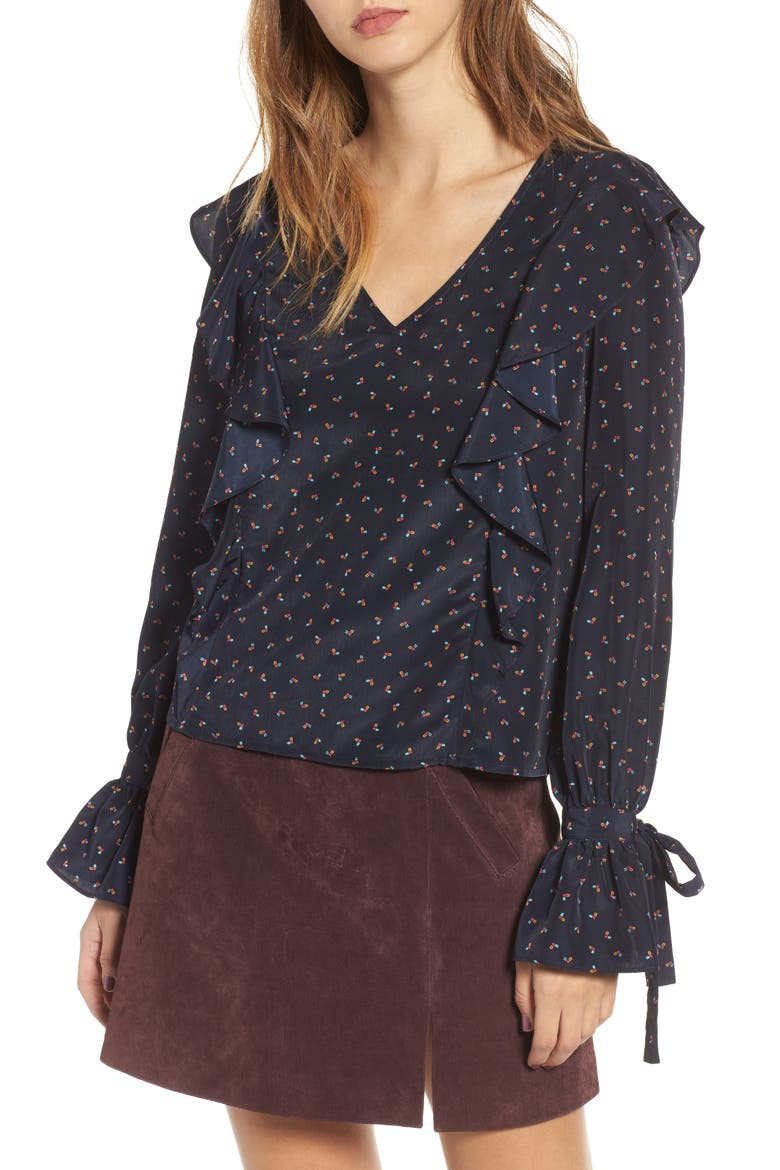 Ruffle Top, Main, color, NAVY MULTI