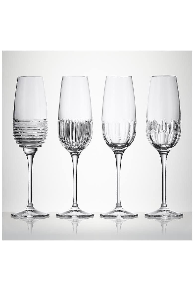 Mixology Mixed Set of 4 Champagne Flutes, Alternate, color, NO COLOR