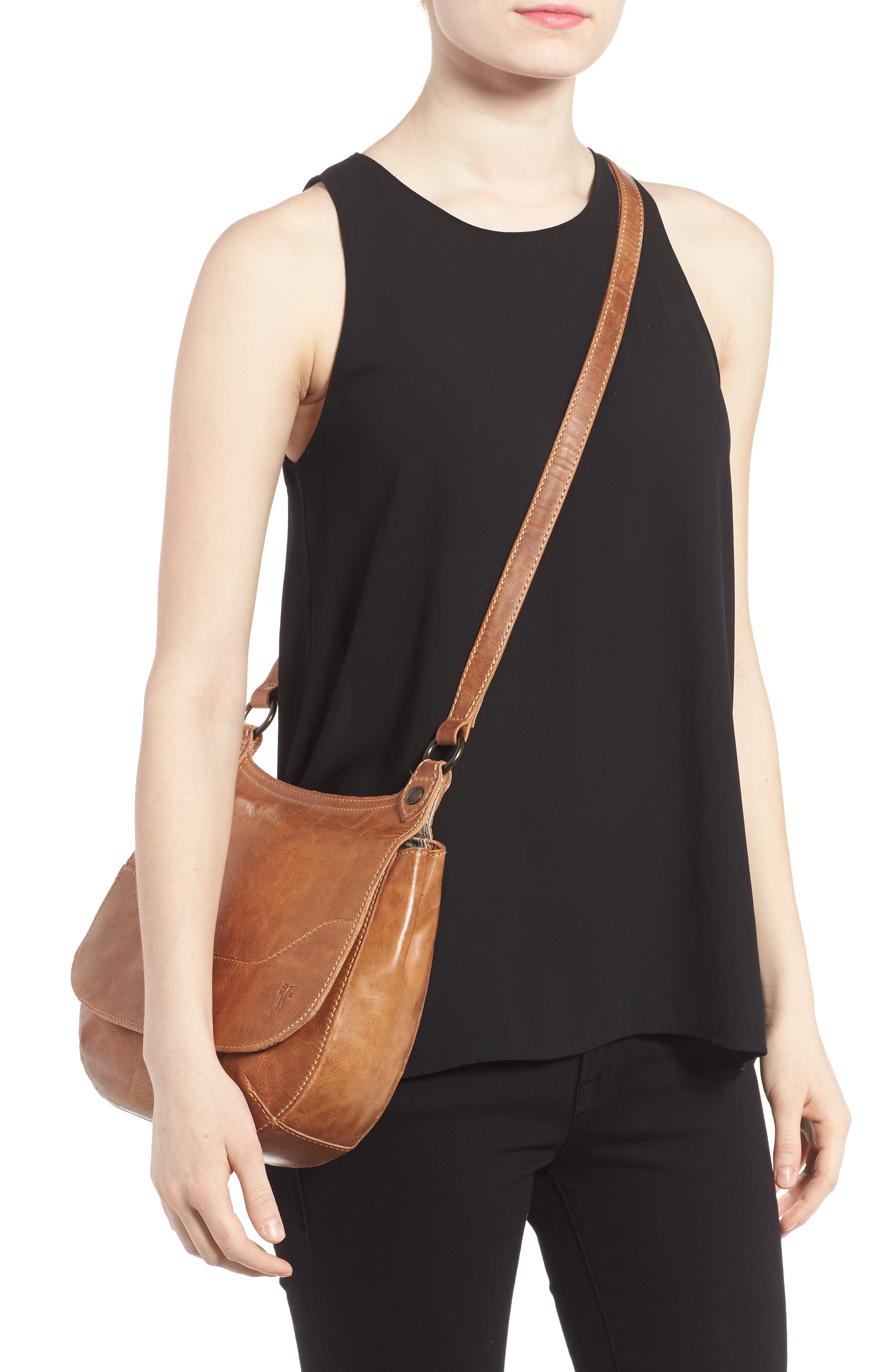 'Melissa' Leather Crossbody Bag, Alternate, color, BEIGE