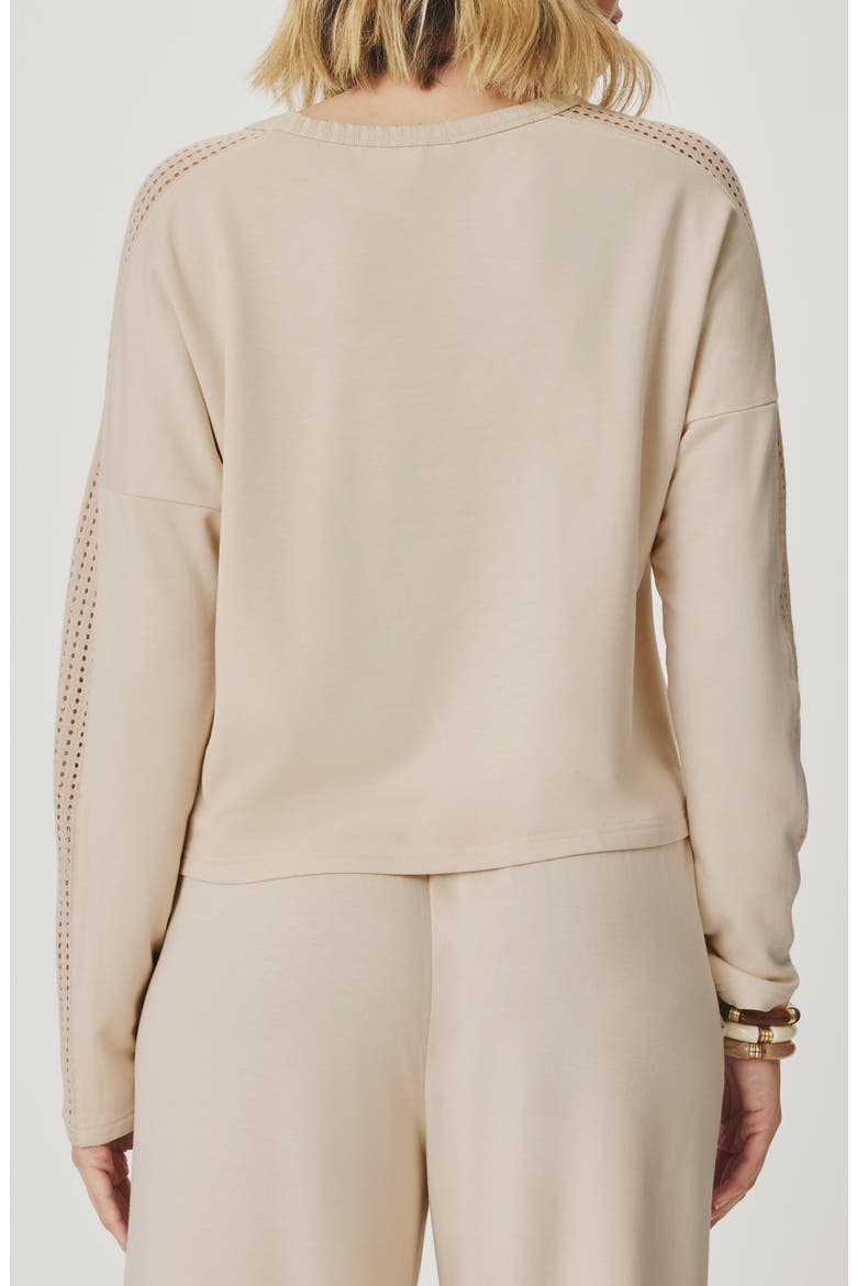 Jada Pointelle Sweatshirt, Alternate, color, LIGHT FAWN BEIGE