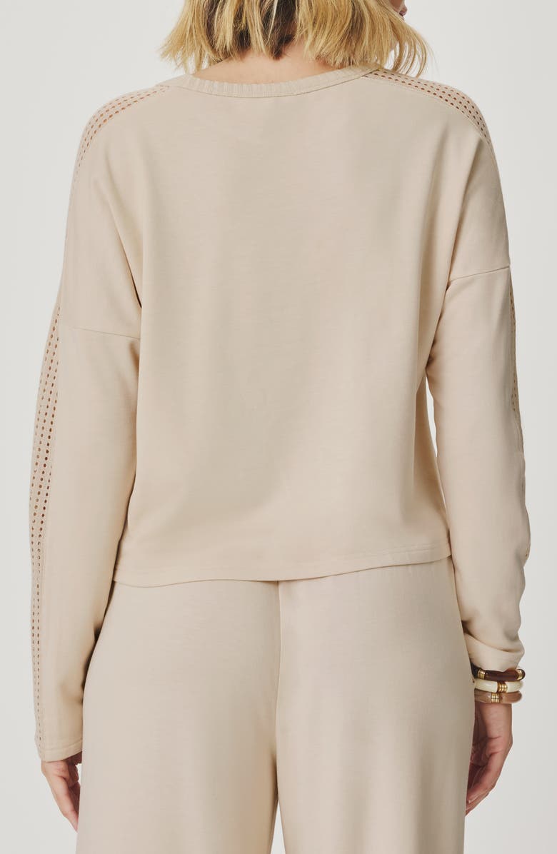 Splendid Jada Pointelle Sweatshirt, Alternate, color, Light Fawn Beige