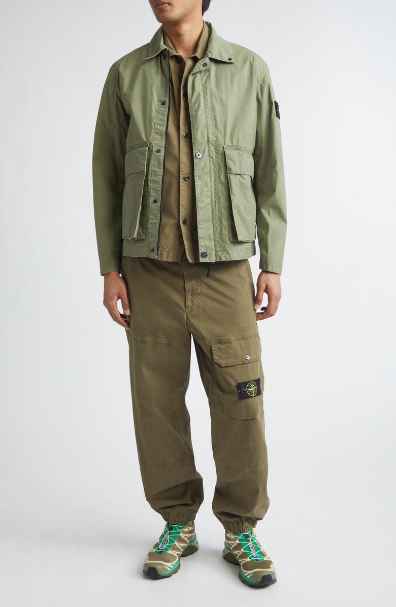 Stone Island Coated Twill Jacket, Alternate, color, Military Green