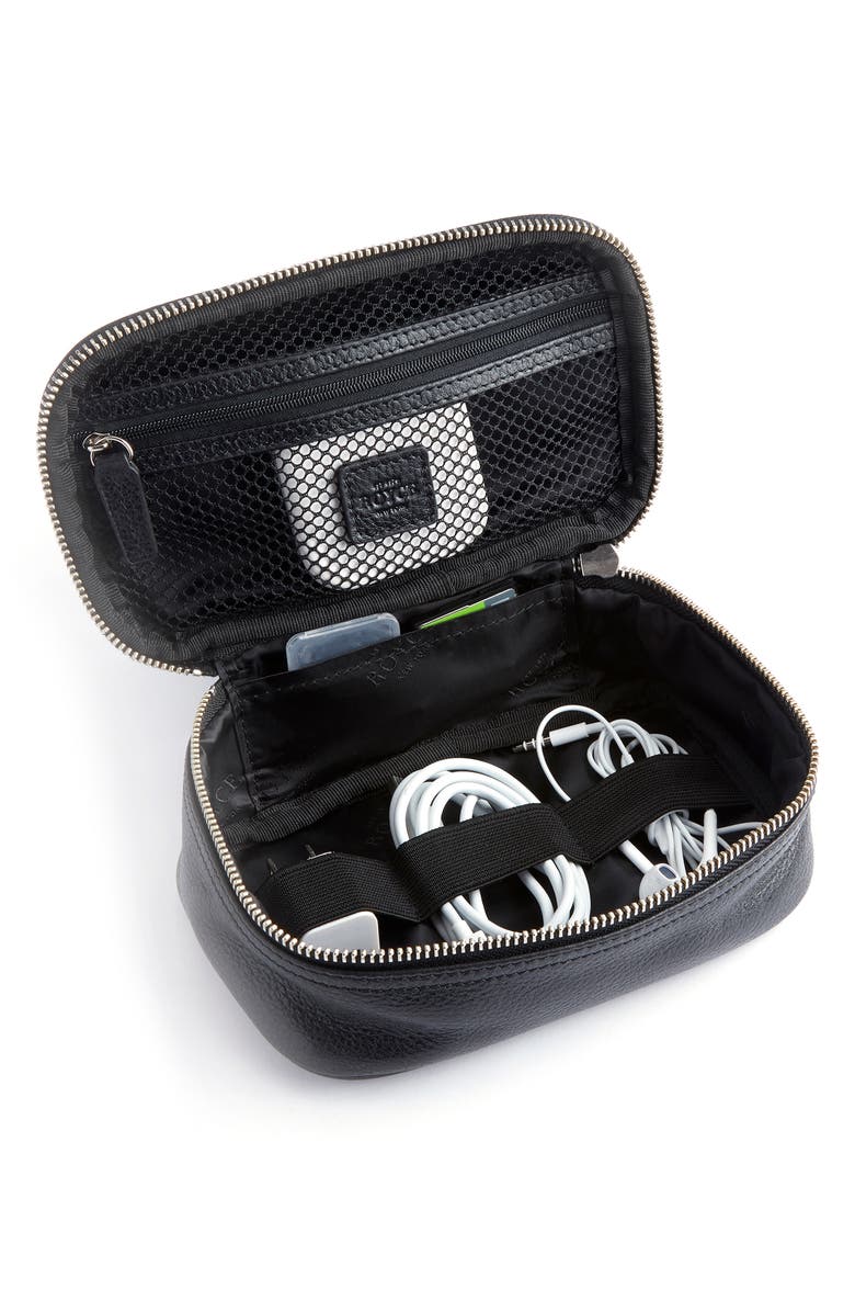 ROYCE New York Leather Tech Accessory Case, Alternate, color, Black