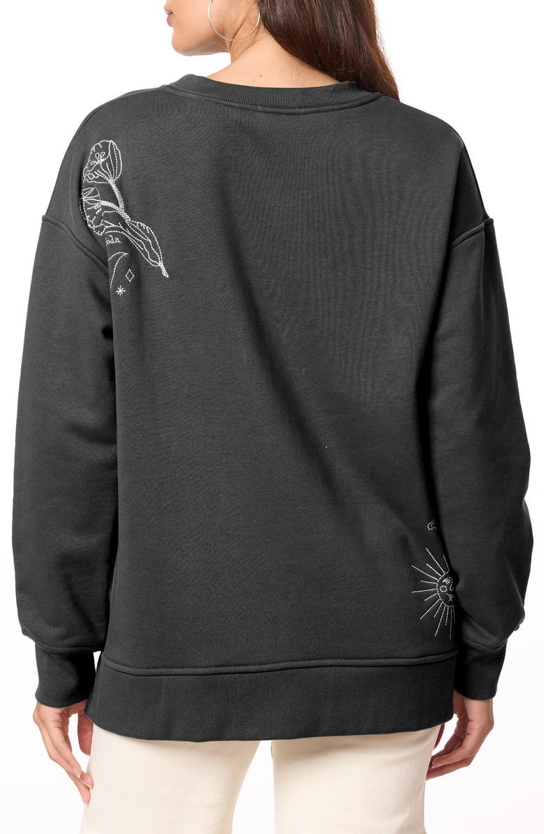 Scotch & Soda Embroidered High-Low Crewneck Sweatshirt, Alternate, color,