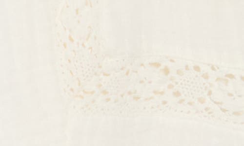 Lucky Brand Lace Inset Cotton Gauze Button-up Shirt In White