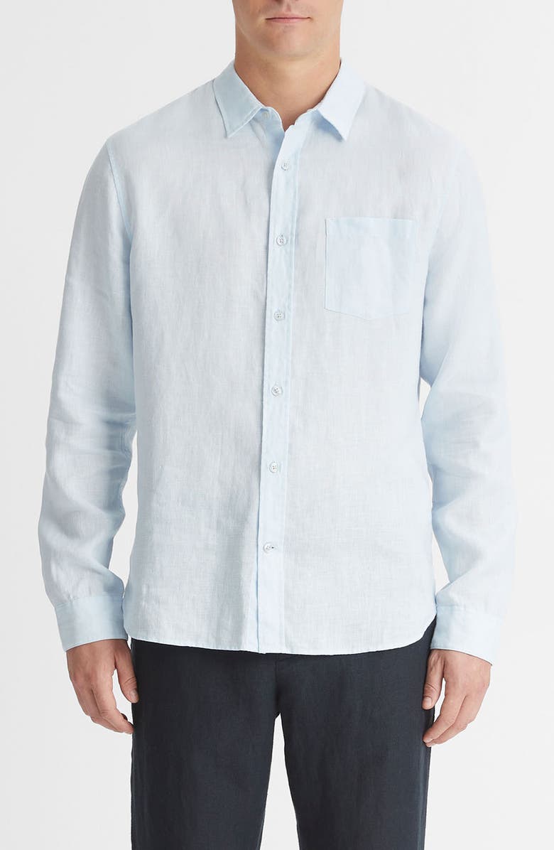 Vince Linen Button-Up Shirt, Main, color, Glacier