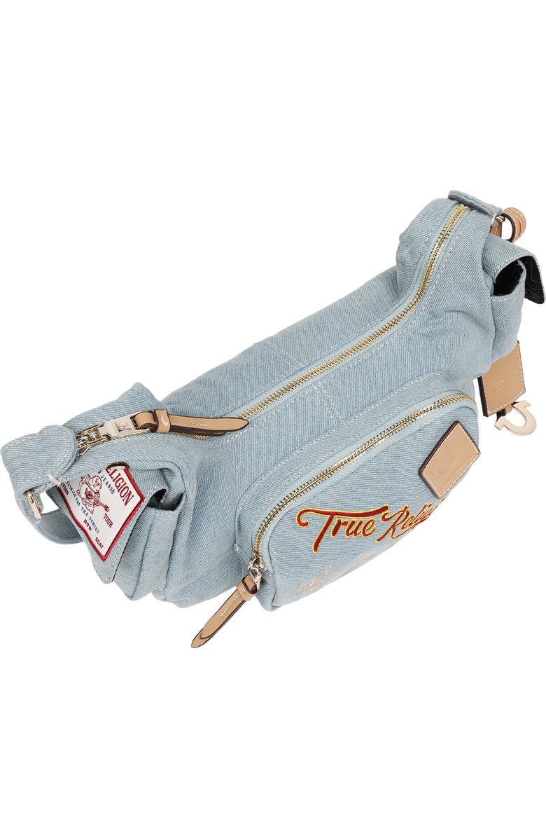 True Religion Multipatch Denim Hobo Bag, Alternate, color, Denim