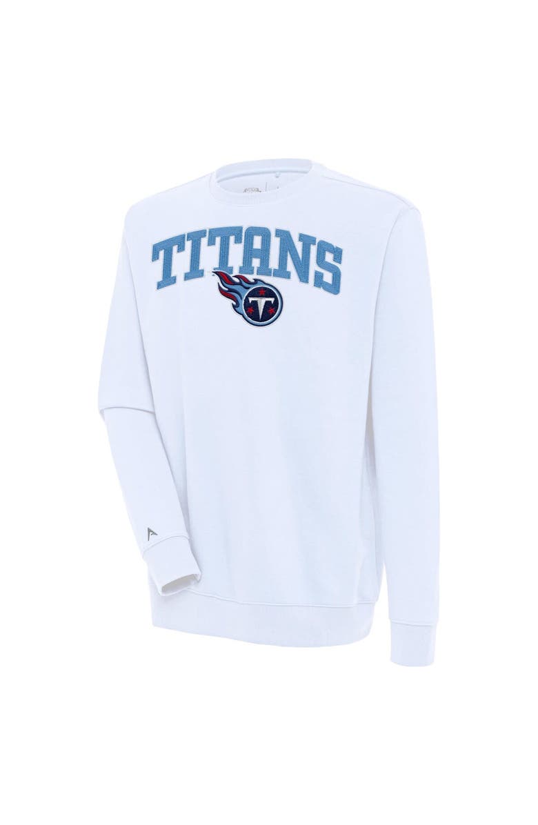 ANTIGUA Men's Antigua White Tennessee Titans Victory Chenille Pullover Sweatshirt, Main, color,