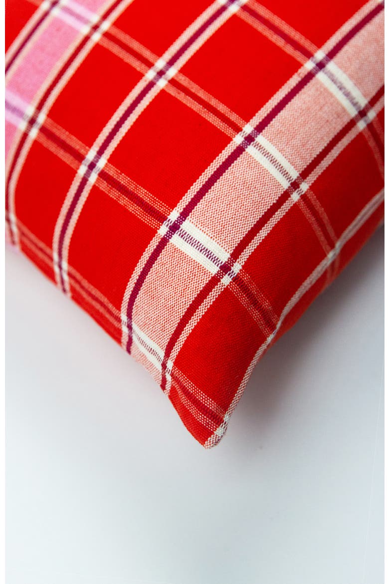 Handwoven Holly Cotton Throw Pillow, Alternate, color, Red