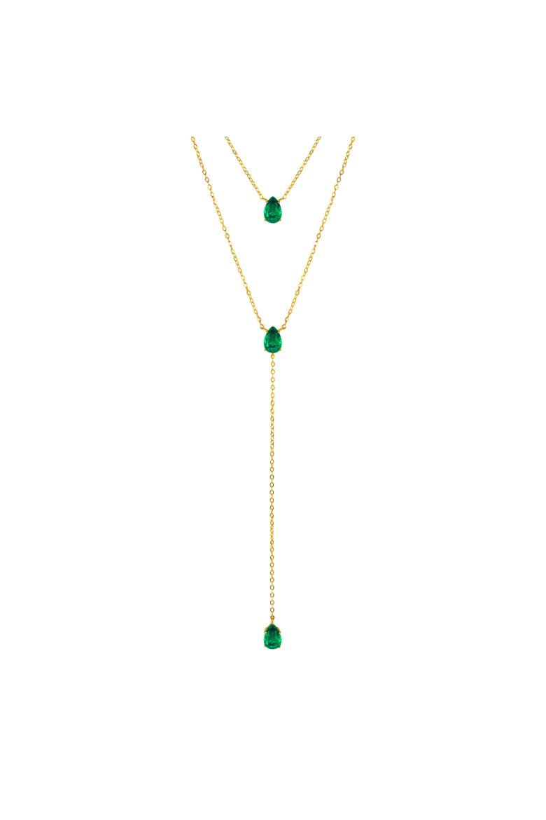 Emerald lariat necklace set, Main, color, green
