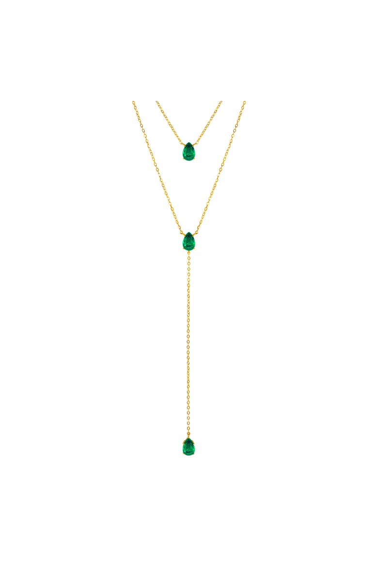 Gemma Azzurro Emerald lariat necklace set, Main, color, Green