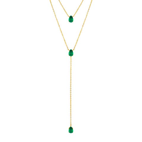 Emerald lariat necklace set