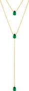 Gemma Azzurro Emerald lariat necklace set