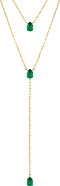 Gemma Azzurro Emerald lariat necklace set