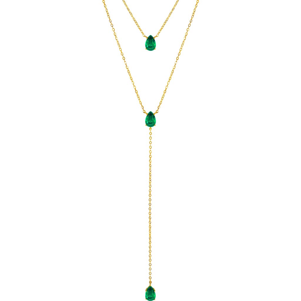 Gemma Azzurro Emerald Lariat Necklace Set In Green