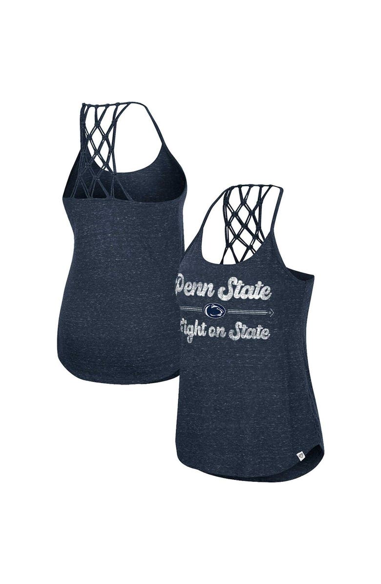 COLOSSEUM Women's Colosseum Navy Penn State Nittany Lions Glenda Macrame Racerback Scoop Neck Tank Top, Alternate, color, 