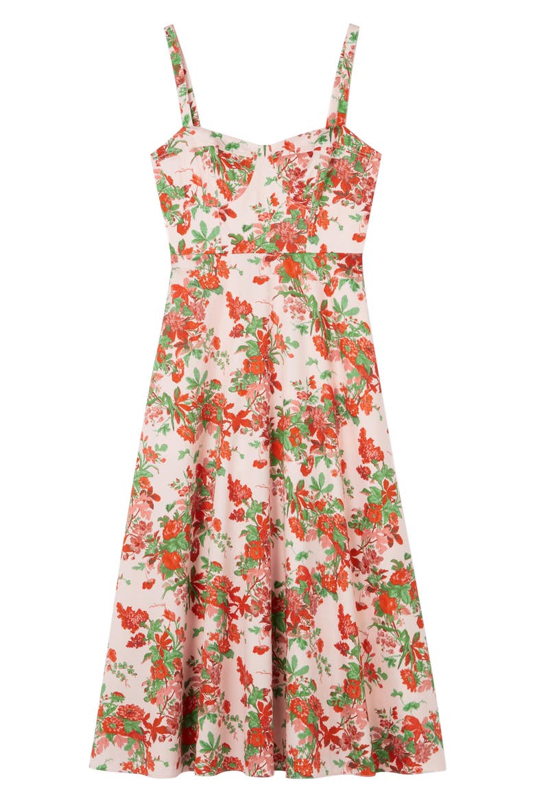 Floral Print Sleeveless Midi Dress, Alternate, color, PINK