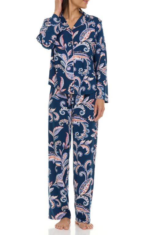 Flora By Flora Nikrooz Lindsey Collared Knit Pajamas In Blue